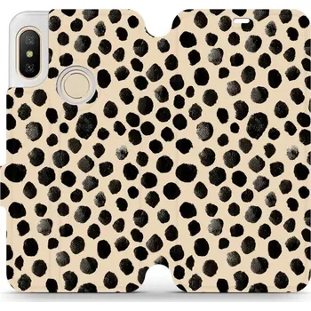 Pouzdro na mobilní telefon Flipové pouzdro Mobiwear - Xiaomi Mi A2 Lite - VA50S Černé puntíky (Knížkové flip pouzdro, obal, kryt na mobil Xiaomi Mi A2 Lite - VA50S Černé puntíky, materiál Umělá kůže + TPU - ochrana 360°, stojánek, silikonová vanička, magnetické zavírání)