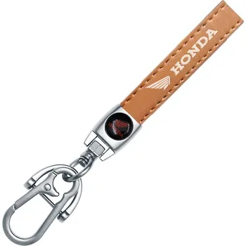 HONDA MOTO přívěsek na klíče, klíčenka, hnědá kůže