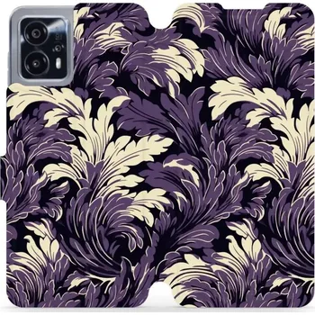 Pouzdro na mobilní telefon Flipové pouzdro Mobiwear - Motorola Moto G13 - VA46S Fialové rostliny (Knížkové flip pouzdro, obal, kryt na mobil Motorola Moto G13 - VA46S Fialové rostliny, materiál Umělá kůže + TPU - ochrana 360°, stojánek, silikonová vanička, magnetické zavírání)