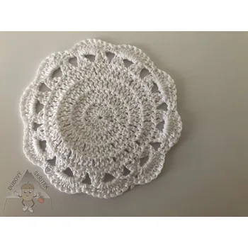 Velikonoční dekorace Dubový skřítek Podšálek bílý ručně háčkovaný