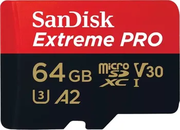 Paměťová karta SanDisk Extreme PRO microSDXC 64 GB UHS-I U3 V30 A2 200 MB/s + SD adaptér