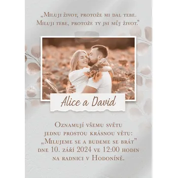 Svatební dekorace Svatební oznámení - A6 - S011 var.a s vlastní fotkou