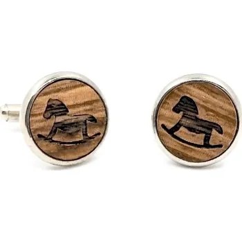 Manžetový knoflíček Manžetové knoflíčky dřevěné kulaté houpací kůň