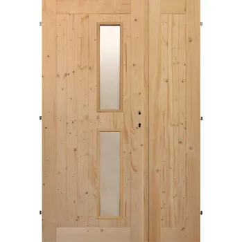 Interiérové dveře Palubkové dveře dvoukřídlé č.4 (šíře 125cm) (Masivní smrkové dveře)