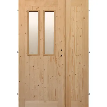 Interiérové dveře Palubkové dveře dvoukřídlé č.3 (šíře 160cm) (Masivní smrkové dveře)