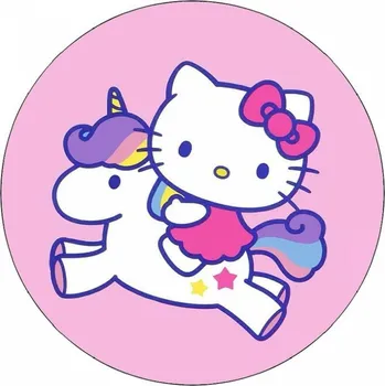 Jedlá dekorace na dort Jedlý papír Hello Kitty na jednorožci 19,5 cm