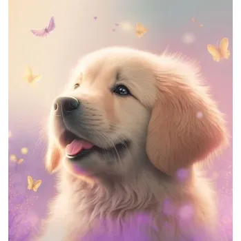 Diamantové malování Diamantové malování - Štěně a motýli č. 1064