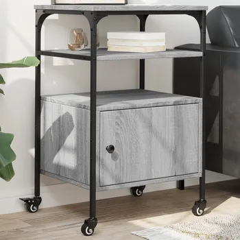 Držák monitoru vidaXL Stojan na tiskárnu 3patrový šedý sonoma 50x40x76 cm kompozit