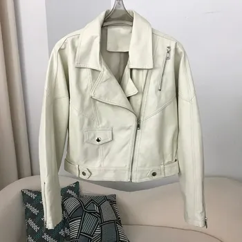 Dámský křivák Koženková bunda typu křivák Barva: Béžová, Velikost: S