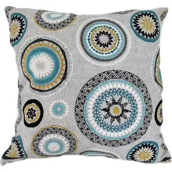 Dekorativní polštářek Dekorační polštář mandaly tyrkysové 45 x 45 cm včetně výplně | RTex