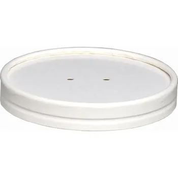 Jednorázové nádobí Víčko papírové na papírový kelímek na polévku 26/32oz, 117mm bílé - 500 ks