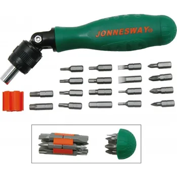 Bit Sada bitů - ploché, křížové, Imbus, TORX, s ráčnovou rukojetí, 19 dílů - JONNESWAY DR0219S