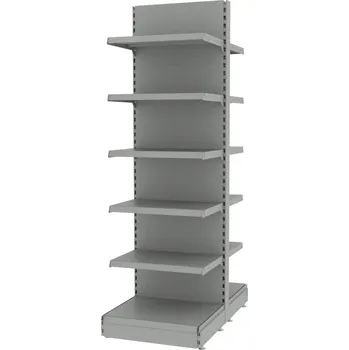 Prodejní regál Regalydoskladu Oboustranný prodejní regál - V-210 cm L-63 cm (modul základní) - šedý