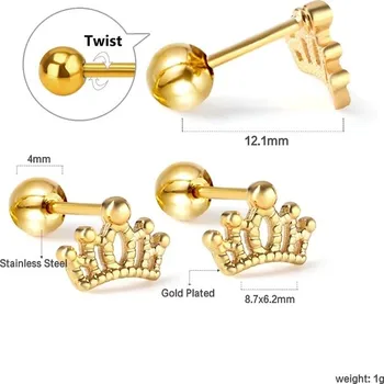 Náušnice Dívčí náušnice z nerezové oceli - koruna-200003762,1 pár