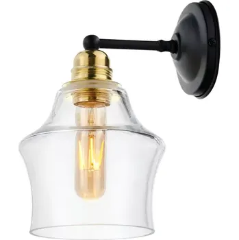 Nástěnné svítidlo Kaspa 20880105 LONGIS GOLD - Nástěnná lampička v lehkém retro stylu v černo zlaté barvě, čiré sklo, 1 x E27 (Nástěnná lampa bez vypínače)