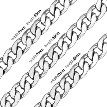 Řetízek Ocelový luxusní unisex řetízek - 7mm stříbrná,55cm