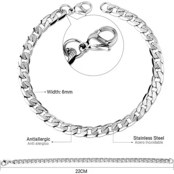 Náramek Unisex náramek z nerezové oceli - Stříbrná 01,6mm