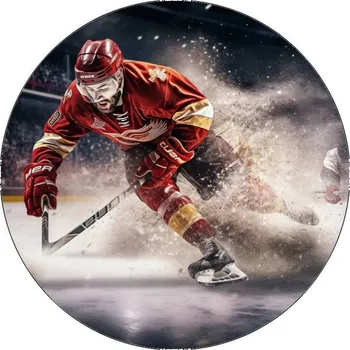 Jedlá dekorace na dort Jedlý papír hokejista s hokejkou 19,5cm