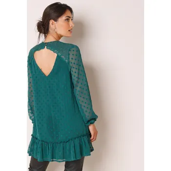 Tunika z vyšívaného voálu tmavě zelená 40