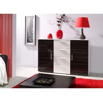 Ložnice HALMAR Komoda Lora III - bílá / zebrano lesk