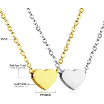 Náhrdelník Elegantní náhrdelník z chirurgické oceli - srdce 02,Zlatá