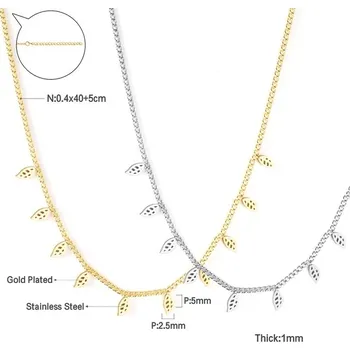 Náhrdelník Elegantní náhrdelník z chirurgické oceli - list 01,Stříbrná