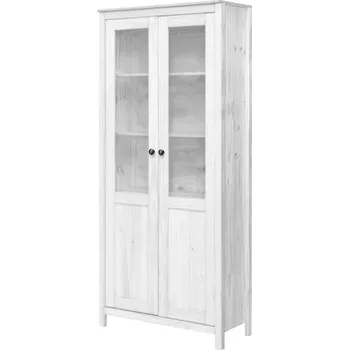 Knihovna Idea nábytek Vitrína 2 dveře TORINO bílá, kovové úchytky