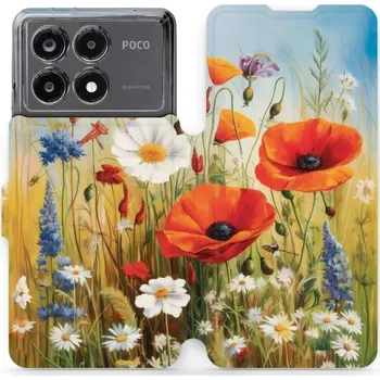 Pouzdro na mobilní telefon Flipové pouzdro Mobiwear - Xiaomi Poco X6 Pro 5G - VP43S Letní louka (Knížkové flip pouzdro, obal, kryt na mobil Xiaomi Poco X6 Pro 5G - VP43S Letní louka, materiál Umělá kůže + TPU - ochrana 360°, stojánek, silikonová vanička, magnetické zavírání)