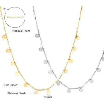 Náhrdelník Elegantní náhrdelník z chirurgické oceli - mince,Stříbrná