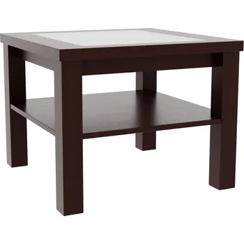 Konferenční stolek Konferenční stolek TOM sklo 80 x 80 cm, Odstín trend: B4 ořech tmavý