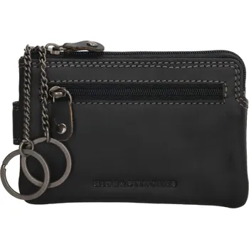 Hide & stitches Japura kožená klíčenka na zip - černá