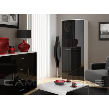 Šatní skříň HALMAR Šatní skříň Camelie - bílo-černý lesk