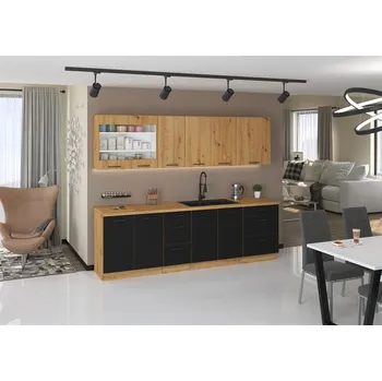 Kuchyňská linka LEMPERT Kuchyňská linka MODERNA 3 - černý mat 260 cm