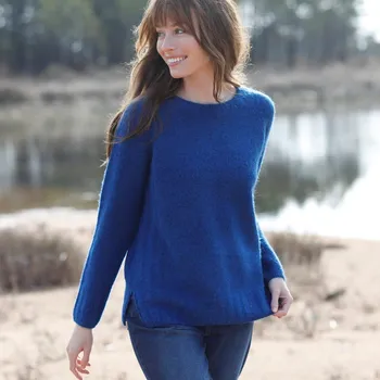 Dámský svetr Pulovr s kulatým výstřihem z recyklovaného polyesteru modrá 38/40
