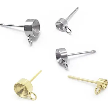 Materiál na výrobu šperku Ocelové dříky s lůžkem 3-6mm - 1ks - 6mm / Nerez SL