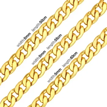 Náhrdelník Ocelový luxusní unisex řetízek - 5mm zlatá,55cm