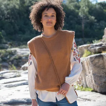 Dámská vesta Blancheporte Vesta mohérová na dotek karamelová 56