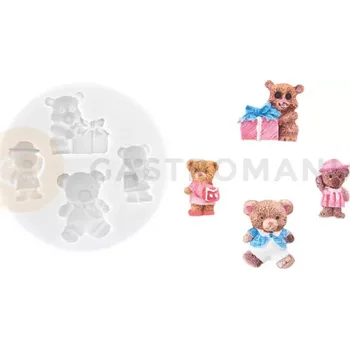 Kuchyňská sůl Silikonová forma na cukrovou hmotu ve tvaru rodiny medvídků - SLK375, 25x25 mm | SILIKOMART, SugarFlex