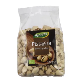 Dennree Pistácie se slupkou pražené solené 300 g bio