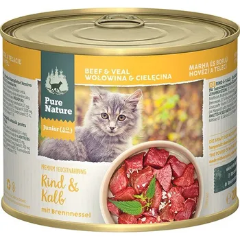 Krmivo pro kočku Pure Nature JUNIOR hovězí a jehněčí s kopřivami 6× 200 g