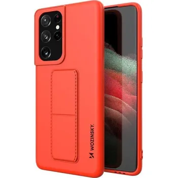Wozinsky Kickstand flexibilní silikonové pouzdro se stojánkem pro Samsung Galaxy S21 Ultra 5G , červená