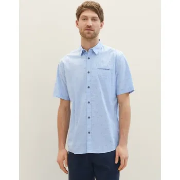 Pánská košile TOM TAILOR PÁNSKÁ KOŠILE S KR.RUKÁVEM VZOR- SV. MODRÁ XL