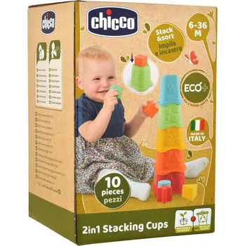 Hračka pro nejmenší CHICCO Pohárky stohovací barevné Eco+ 6m+