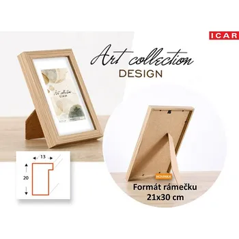 Digitální fotorámeček Dřevěný MDF rámeček 21x30cm Icar IDEA M01 sv.hnědé, výplň plastové sklo MO1