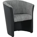 Klubové křeslo, ekokůže černá / látka šedá, CUBA