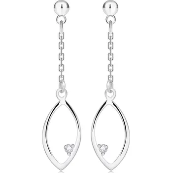 Náušnice Diamantové náušnice ze stříbra 925 - obrys zrnka, čirý diamant, puzetky