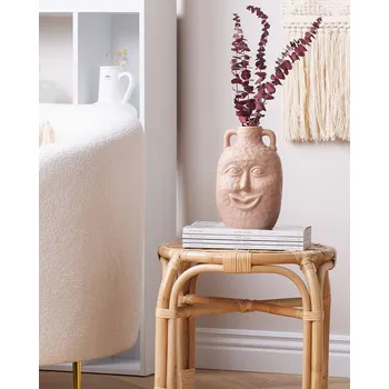 Váza Váza na květiny béžová porcelánová 26 cm dekorativní s motivem obličeje ručně vyrobená dekorace na stůl tradiční design Beliani