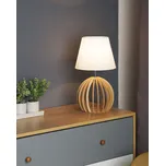 Stolní lampa z bílého dřeva, 41 cm látková stínicí základna v mřížovém vzhledu s vypínačem ve venkovském stylu Beliani