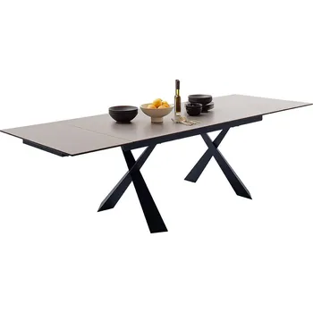 Jídelní stůl Rozkládací jídelní stůl BADESI světle šedá, podnož černá matná