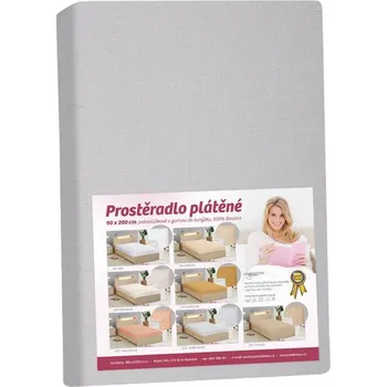 Prostěradlo Bellatex Prostěradlo plátěné světle šedé 90x200 cm